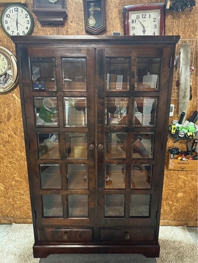 北海道民芸家具　キャビネット　食器棚　書棚本棚 J2116 北海道民芸家具 棚 食器棚 本棚 収納棚 キャビネット レトロ