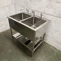 【業務用】 ステンレス製 2槽シンク 厨房用品 業務用 W900×D600×H830 N0421の画像