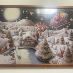 光るジグソーパズル　完成品　額入り　サンタ