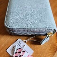 アクア財布 丸型ジッパー 大容量 スマホ収納の画像