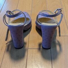 PRADA　プラダ　イタリア製　パンプス　紫 オーストリッチ風 ストラップヒールの画像