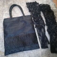 冠婚葬祭 2点セット　フォーマル用サブBAG(新品)とレースグローブのセット　🎄🎅パーティーにも！🎉の画像