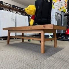 【美品‼️】高級♪ シギヤマ家具 オーク材 120cm幅センターテーブル 天板ガラス製 リビング ローテーブル ナチュラルブラウン♪の画像
