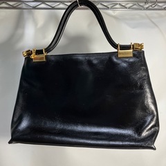☆値下げ☆K2410-571 キタムラ カットワーク ハンドバッグ 黒 ポーチ付 中古 汚れありの画像