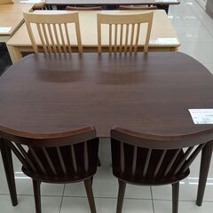 ★ジモティ割あり★  ダイニングテーブルセット ダークブラウン H70.5×D80.5×W130.5 クリーニング済み HJ4782