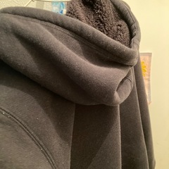 裏ボア パーカー 黒 ダブルジッパーの画像