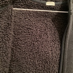 裏ボア パーカー 黒 ダブルジッパーの画像