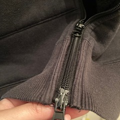 裏ボア パーカー 黒 ダブルジッパーの画像