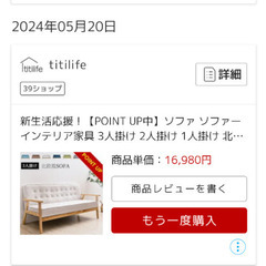 【24年11月10締め切り】二人がけソファーの画像