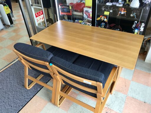 ダイニングテーブルセット4人用 木製 ナチュラル W(幅)150.0×D(奥行き)80.0×H(高さ)60.0cm ※クリーニング済み