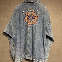 デニムジャケット 青色 刺繍デザイン　ユニセックスの画像