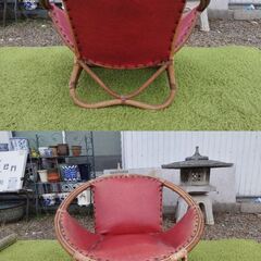 昭和レトロ ラタンチェア 籐椅子 籐家具 コイル飛出しあり ①　/MJ-0987 2Fの画像