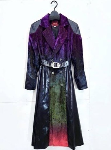 【新品未使用】極楽上等の華やぐコート パープル×ブラック