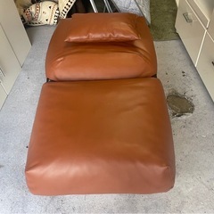 【リサイクルサービス八光】幅70㎝　LOWYA　1人掛け リクライニングソファ 42段ギア  [PVC]キャメルの画像