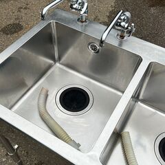 【業務用】 ステンレス製 作業台付き 2槽シンク 厨房用品 業務用 W1600×D600×H810 N0424の画像