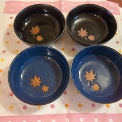 和風の小皿　紺2+黒2の4枚☆未使用