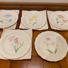 未使用品　たち吉 ラーセン　ケーキ皿 5枚 花柄　アダムとイブ