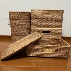 【8個セット】ニトリ ラタンバスケット