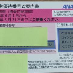 ANA　全日空　株主優待券　株主優待番号ご案内書