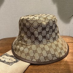 ★新品タグ付★GUCCI リバーシブル　男女兼用 バケットハット ベージュ キャンバス