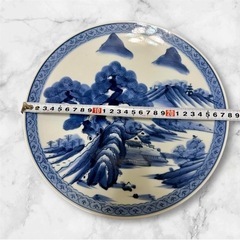 有田焼 大皿 染付山水 28cm 盛皿 飾り皿　鍋島焼　セットの画像