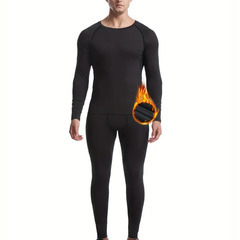 【新品未使用】メンズXL インナータイツ・長袖シャツセット 黒の画像