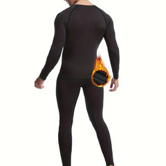 【新品未使用】メンズXL インナータイツ・長袖シャツセット 黒の画像