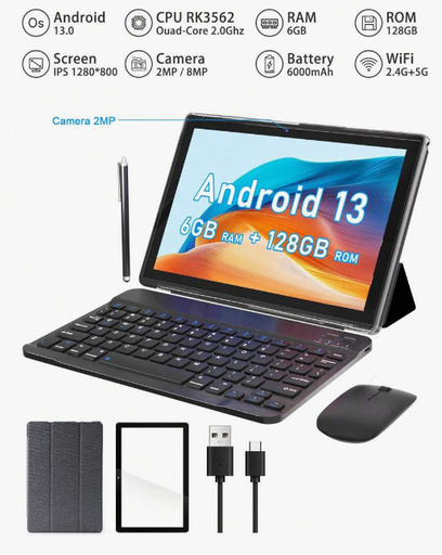 [新品] Android タブレット 6GB/128GB キーボード/マウスなど付き