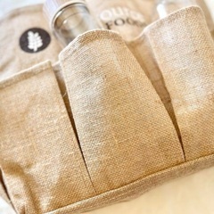 8ポケット　ペットボトルや水筒が入る 麻バッグの画像