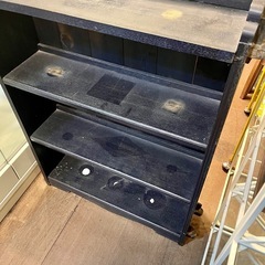 【ジモティ限定価格！】【武蔵小山店】 古書棚　書棚　棚　オープンラック　ラック　木製　黒　レトロ　本棚　検　家具 収納家具 ビンテージ　昭和レトロ　　楔　くさびの画像