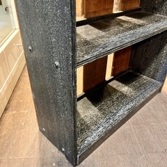 【ジモティ限定価格！】【武蔵小山店】  古書棚　書棚　棚　オープンラック　ラック　木製　黒　レトロ　本棚　検　家具 収納家具 ビンテージ　昭和レトロ　シェルフの画像