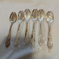 昭和レトロ 先割れイチゴスプーン6本 メッキ