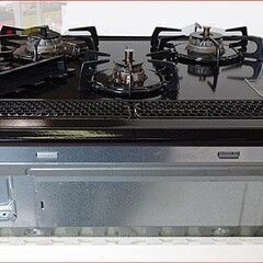 【￥15000-】ハーマン ビルトインコンロ 都市ガス EG32T1V 3口 水無片面焼き グリル 2019年製の画像