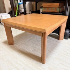 【美品‼️】高級♪ マルニ木工 75cm角 家具調コタツ カジュアルこたつ 正方形 コントローラー付き 木製ブラウン♪の画像