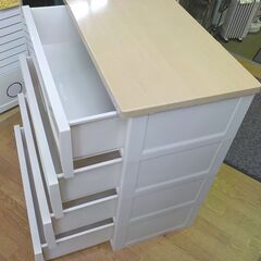 Fits 4段 プラチェスト ウッドトップチェスト 幅65㎝ 衣類収納 フィッツ 天馬 木製天板 ホワイト TENMA 西岡店