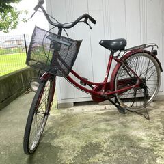 商談中　自転車　ワインレッド色