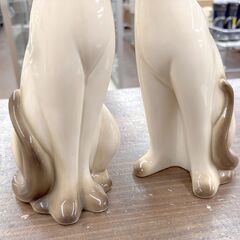 札幌 東区 猫/ネコ 置物 ペア 昭和レトロ 茶色 飾り物 動物 パールネックレス の画像