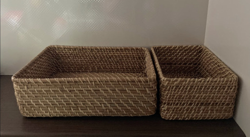 無印良品 長方形籐収納バスケット（2個セット）MUJI Rectangular Rattan Storage Basket (Set of 2)