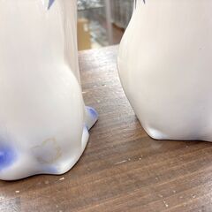 札幌 東区 猫/ネコ 置物 ペア 昭和レトロ 青系 飾り物 動物 花柄 の画像