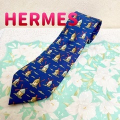 エルメスHERMES ネクタイ 風車柄 100%シルクの画像