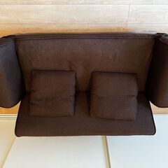 【LOWYA ソファ】MOSA LIVING SOFA　2人掛け　ブラウン　クッション×2の画像