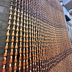 【倉庫保管中】簾 すだれ 木製暖簾 木製のれん 珠暖簾 玉のれん カーテン ドアカーテン ストリングカーテン 玉すだれ 昭和レトロ のれん レトロ 玄関 寝室 装飾 ビーズカーテン  ルームディバイダーの画像
