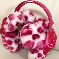ディズニーリゾート　イヤーマフ　耳当て　ミニー　レオパード　ヒョウ柄　ピンクの画像