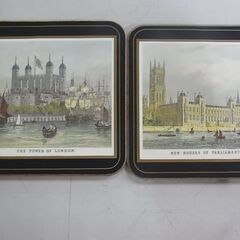 　【⑪】未使用品 ハロッズ Harrods コースター ロンドン風景　６枚入　木製　の画像