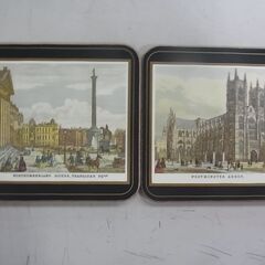 　【⑪】未使用品 ハロッズ Harrods コースター ロンドン風景　６枚入　木製　の画像