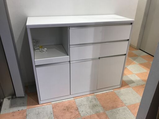 レンジボード 土井インテリア工業 ホワイト W(幅)120.0×D(奥行き)44.5×H(高さ)101.0cm ※クリーニング済み