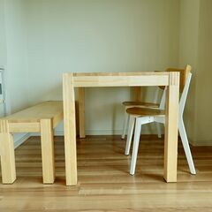 IKEA 無垢材 ダイニングセット ダイニングテーブル＆椅子 の画像