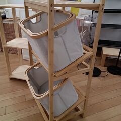 ★ジモティ割あり★ ニトリ ランドリーバンブーシェルフ ナチュラル H96×D33×W44 クリーニング済み TK3352の画像