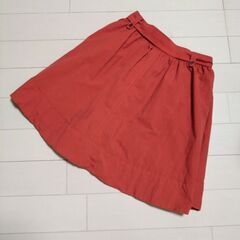 オレンジ　膝丈スカート　レディースの画像