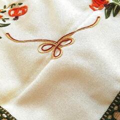 厚めの素敵な刺繍テーブルクロス　花柄　海外から(2)の画像